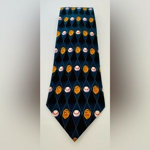 PARQUET Men's Baseball & Mitt Novelty‎ Tie Diamond Pattern 100% Polyester 60”